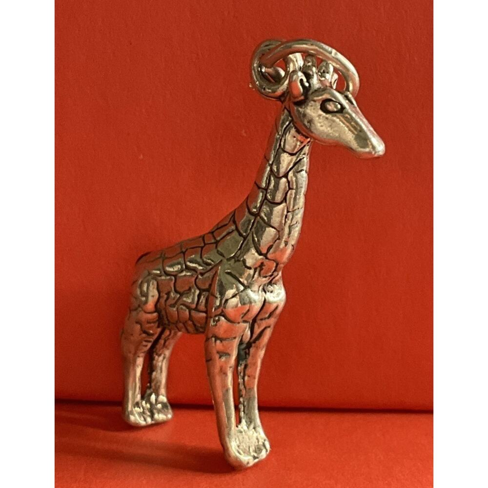 925 Sterling Silver Giraffe Charm Pendant Safari Animal Zoo Vintage Charm